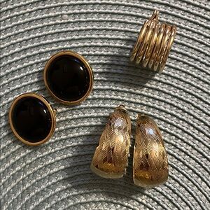 Gold and Black Fashion Clip On Earrings